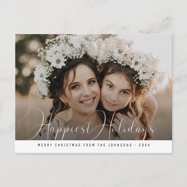 Carte Postale Joyeuses fêtes de Noël en écriture moderne (Devant)