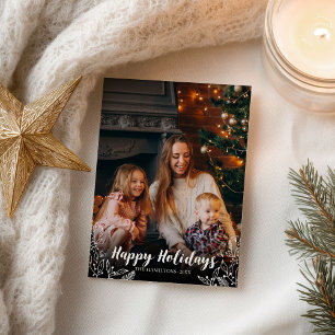 Carte Postale Joyeuses Fêtes Écriture Blanche Photo Noël