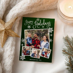 Carte Postale Joyeuses Fêtes Flocon de Neige Mignon Rustique 4 P