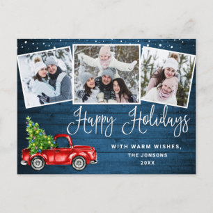 Carte Postale Joyeuses fêtes Noël Camion de ferme rouge 3 Photo