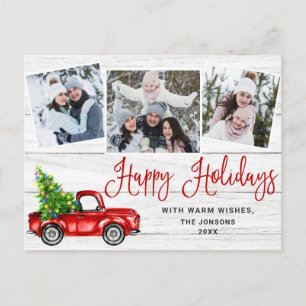 Carte Postale Joyeuses fêtes Noël Camion de ferme rouge 3 Photo