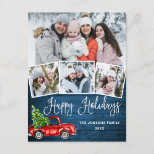 Carte Postale Joyeuses fêtes Noël Camion de ferme rouge 4 Photo