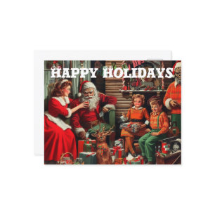 Carte Postale Joyeuses fêtes Noël Horreur Retro