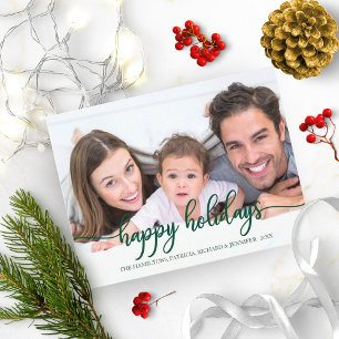 Carte Postale Joyeuses Fêtes Photo Calligraphie Verte Noël