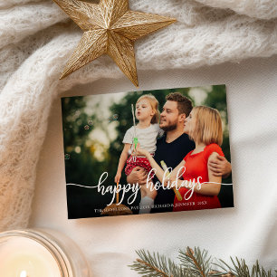 Carte Postale Joyeuses Fêtes Photo Noël Calligraphie Blanche