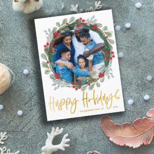 Carte Postale Joyeuses Fêtes Texte Faux Or Photo Noël