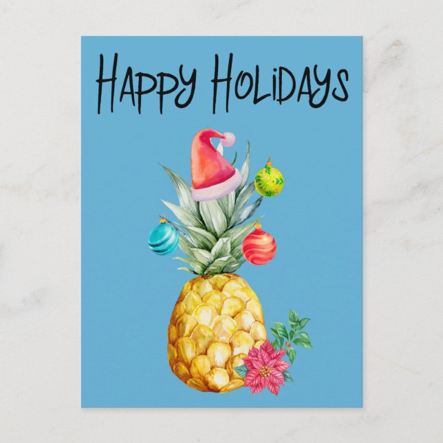 Carte Postale Joyeuses Fêtes Tropicales Noël à l'ananas (Devant)