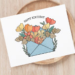 Carte Postale Joyeuses fleurs d'anniversaire illustrées<br><div class="desc">Célébrez les anniversaires avec une touche personnalisée grâce à notre carte postale "Joyeux anniversaire" pleine de vitalité, illustrant de façon enchanteresse une enveloppe débordante ornée de fleurs en fleurs. Express vos souhaits chaleureux dans le style en customisant cette charmante carte postale avec votre propre message sincère. Que vous soyez proche...</div>
