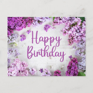 Carte Postale Joyeuses fleurs Lilac rose et violet d'anniversair