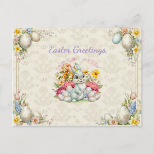 Carte Postale Joyeuses Pâques Lapin Mignon