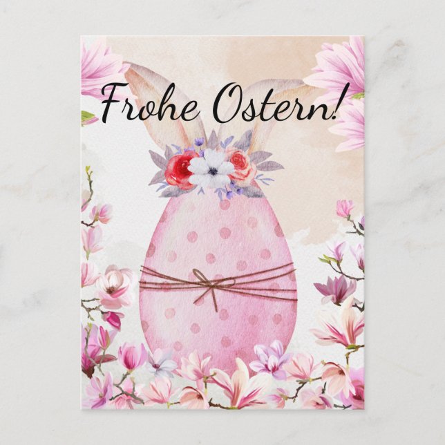 Carte Postale Joyeuses Pâques œuf de Pâques rose  (Devant)