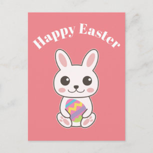 Carte Postale Joyeuses Pâques Petit Lapin Mignon
