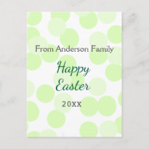 Joyeuses Pâques pois gris vert nom de famille