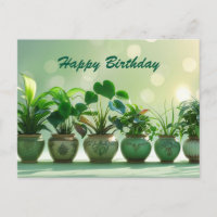 Joyeuses plantes ménagères vertes d'anniversaire d