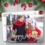 Carte Postale Joyeuses vacances Photo Moderne Brosse Script<br><div class="desc">Brosse moderne Script Happy Holidays Photo Carte postale</div>