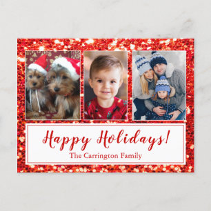 Carte Postale Joyeuses vacances Script photo Noël Post