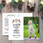Carte Postale Joyeuses vacances Sweater Météo Mon préféré Photo<br><div class="desc">Répandez les fêtes avec cette carte postale mignonne avec la citation "Sweater Weather is My Favorite Weather" - accentuée de mignonnes mitaines d'hiver et une tasse de chocolat chaud, le tout à côté de votre photo. Le côté arrière contient vos salutations personnalisées, nom et note (ou supprimer pour laisser de...</div>