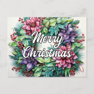 Carte Postale Joyeuses vacances Wreath   Joyeux Noël