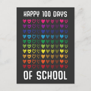 Carte Postale Joyeux 100 Jours D'École Cent Coeurs
