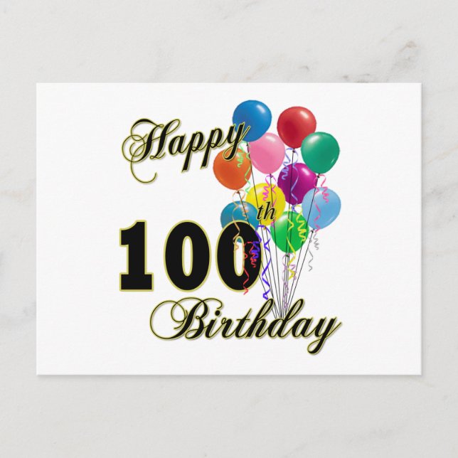 Carte Postale Joyeux 100e anniversaire cadeaux et vêtements d'an (Devant)
