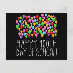 Carte Postale Joyeux 100e jour de l'école 100 ballons enseignant