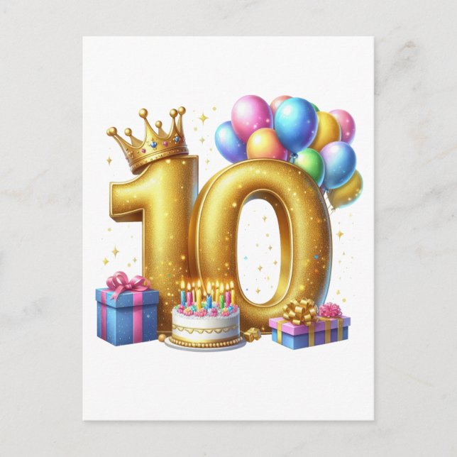 Carte Postale Joyeux 10e Anniversaire (Devant)