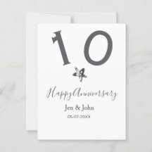 Joyeux 10e anniversaire nom date gris métal étoile