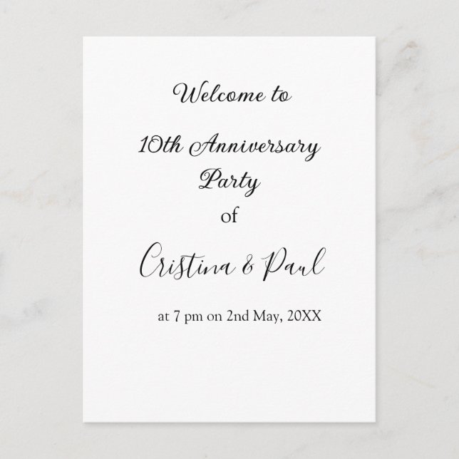 Carte Postale Joyeux 10ème anniversaire de mariage simple nom mi (Devant)