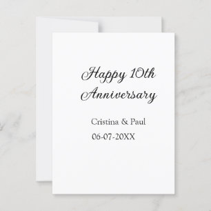 Carte Postale Joyeux 10ème anniversaire de mariage simple nom mi