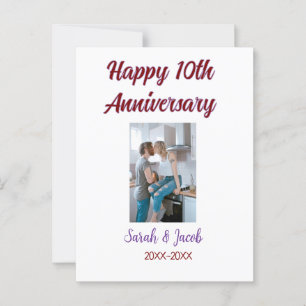 Carte Postale Joyeux 10ème anniversaire photo couple nom d