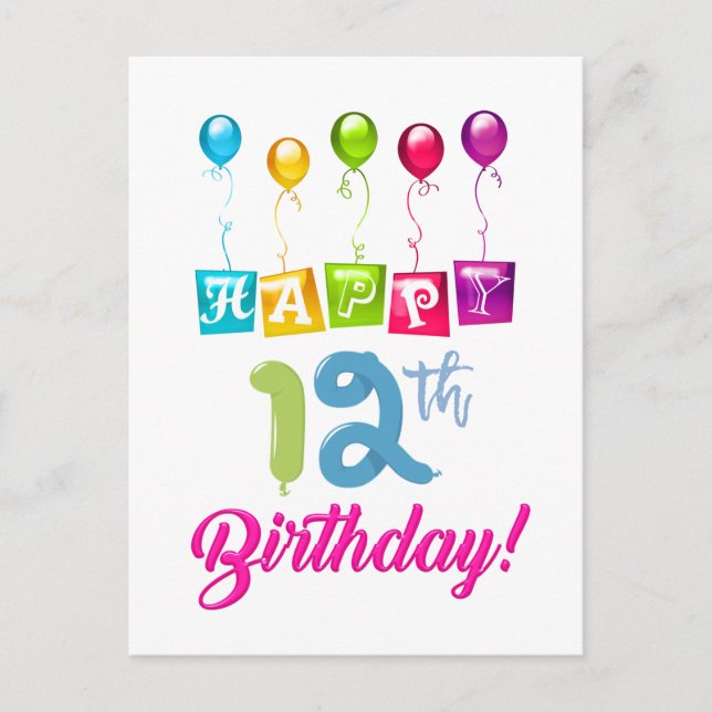 Carte Postale Joyeux 12ème anniversaire (Devant)