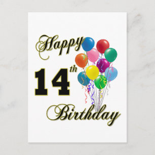 Carte Postale Joyeux 14e anniversaire cadeaux et vêtements d'ann