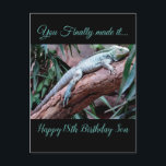 Carte Postale Joyeux 18e anniversaire Son lézard<br><div class="desc">Mignonne 18ème anniversaire salutations pour les garçons,  Vous avez finalement fait à Joyeux 18ème anniversaire pour vous fils Plus de boue,  plus de bugs,  plus de lézards et de créatures déplaisantes. Vous êtes devenu un adulte intelligent,  allez voir ce que le monde est vraiment.</div>
