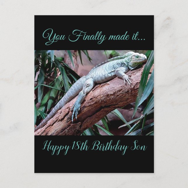 Carte Postale Joyeux 18e anniversaire Son lézard (Devant)