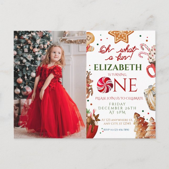 Carte Postale Joyeux 1er anniversaire au Père Noël de Noël et à  (Devant)