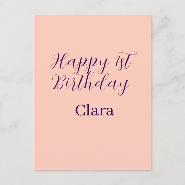 Carte Postale Joyeux 1er anniversaire orange violet boho rétro n (Devant)