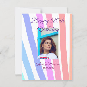 Carte Postale Joyeux 20e anniversaire arc-en-ciel rustique boho 