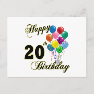 Carte Postale Joyeux 20e anniversaire cadeaux et vêtements d'ann
