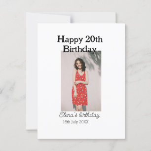 Carte Postale Joyeux 20e anniversaire photo moderne simple minim