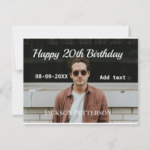 Carte Postale Joyeux 20e anniversaire simple photo ajouter nom d