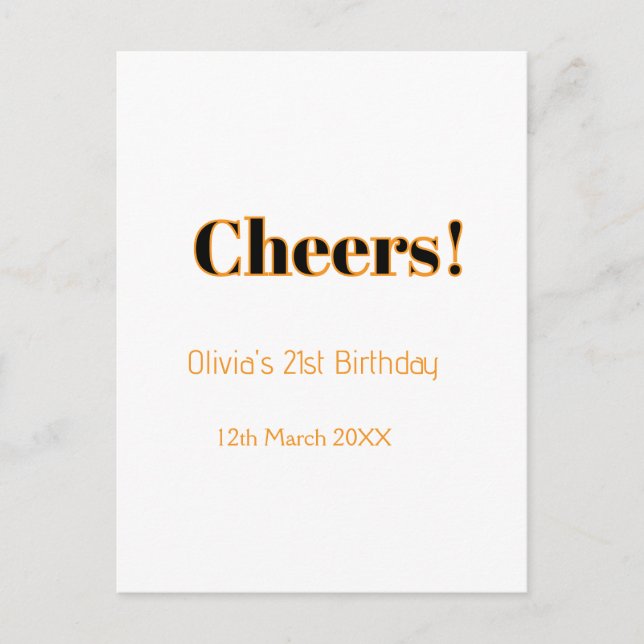 Carte Postale Joyeux 21e anniversaire ajoutez nom date simple mi (Devant)