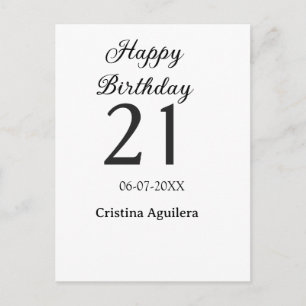Carte Postale Joyeux 21e anniversaire lettre gras nom simple min