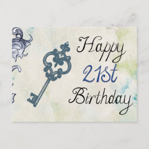 Carte Postale Joyeux 21e anniversaire Victorian Key