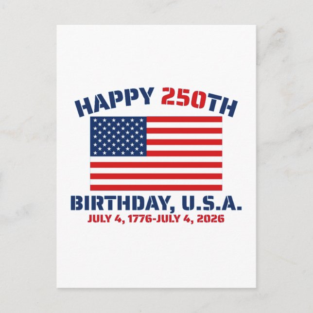 CARTE POSTALE JOYEUX 250E ANNIVERSAIRE ÉTATS-UNIS (Devant)