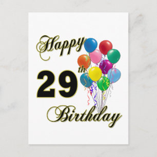 Carte Postale Joyeux 29e anniversaire cadeaux avec ballons
