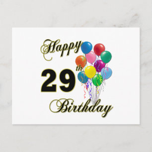 Carte Postale Joyeux 29e anniversaire cadeaux avec ballons