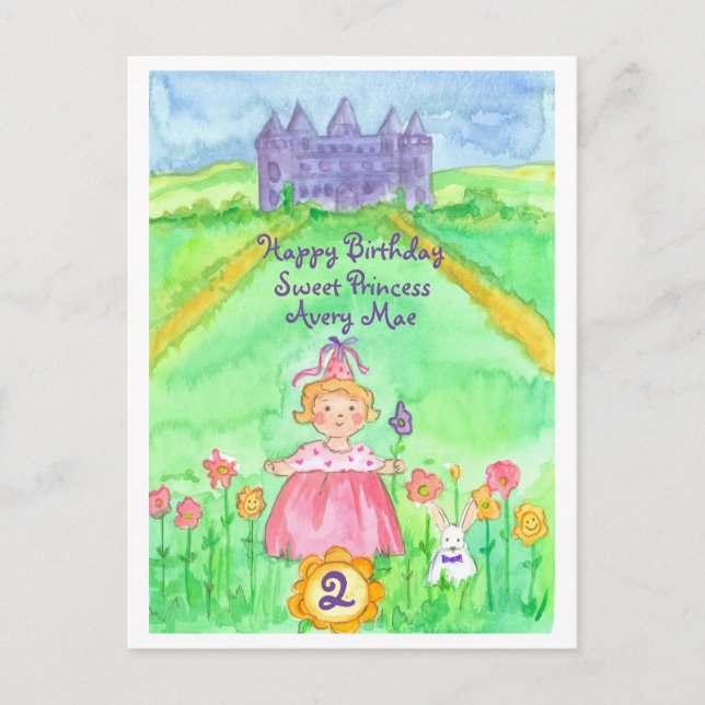 Carte Postale Joyeux 2 Anniversaire Princess Castle (Devant)