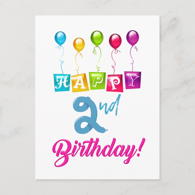 Carte Postale Joyeux 2e anniversaire (Devant)