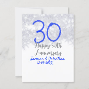 Carte Postale Joyeux 30e anniversaire de mariage argent paillett