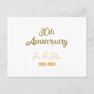 Carte Postale Joyeux 30e anniversaire de mariage orange doré vin